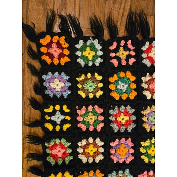 Granny Square Crochet Handmade Blanket 52" X 34" Boho Afghan Vintage - Picture 2 of 4